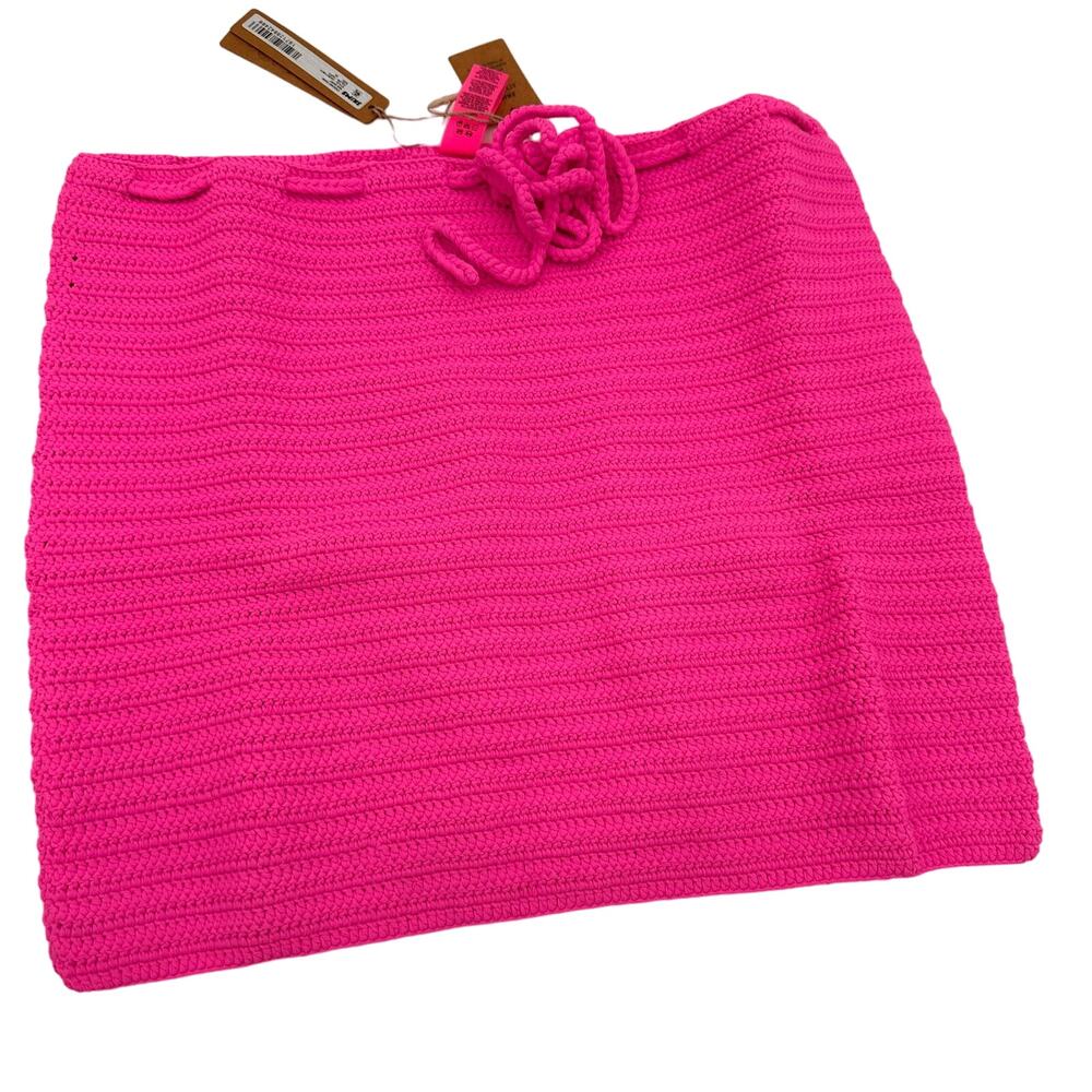 Skims Taffy Hot Pink Chrochet Swim Mini Skirt Cover Up New with tags Size 2X